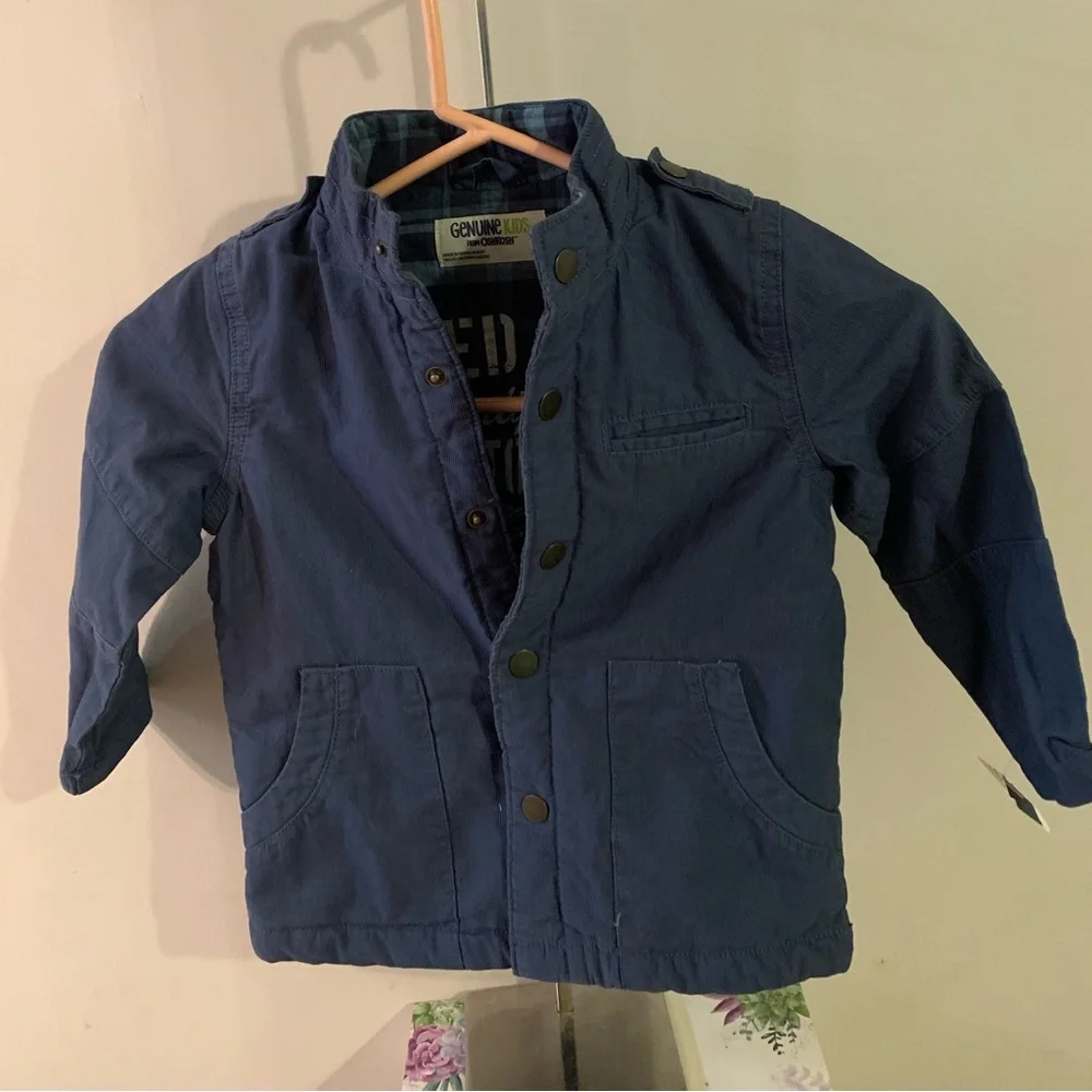 Genuine Kids From Oshkosh Boys Plaid Flannel Lined Jacket Coat Blue Size…